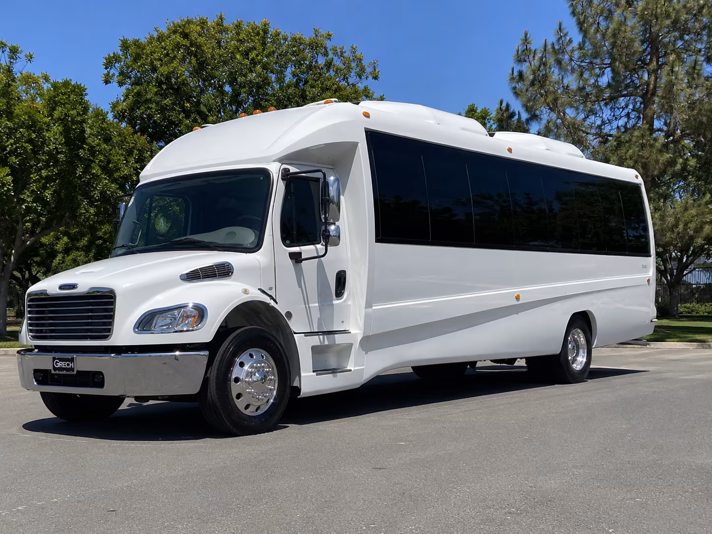 Passenger seating aboard a party bus rental serving Rialto