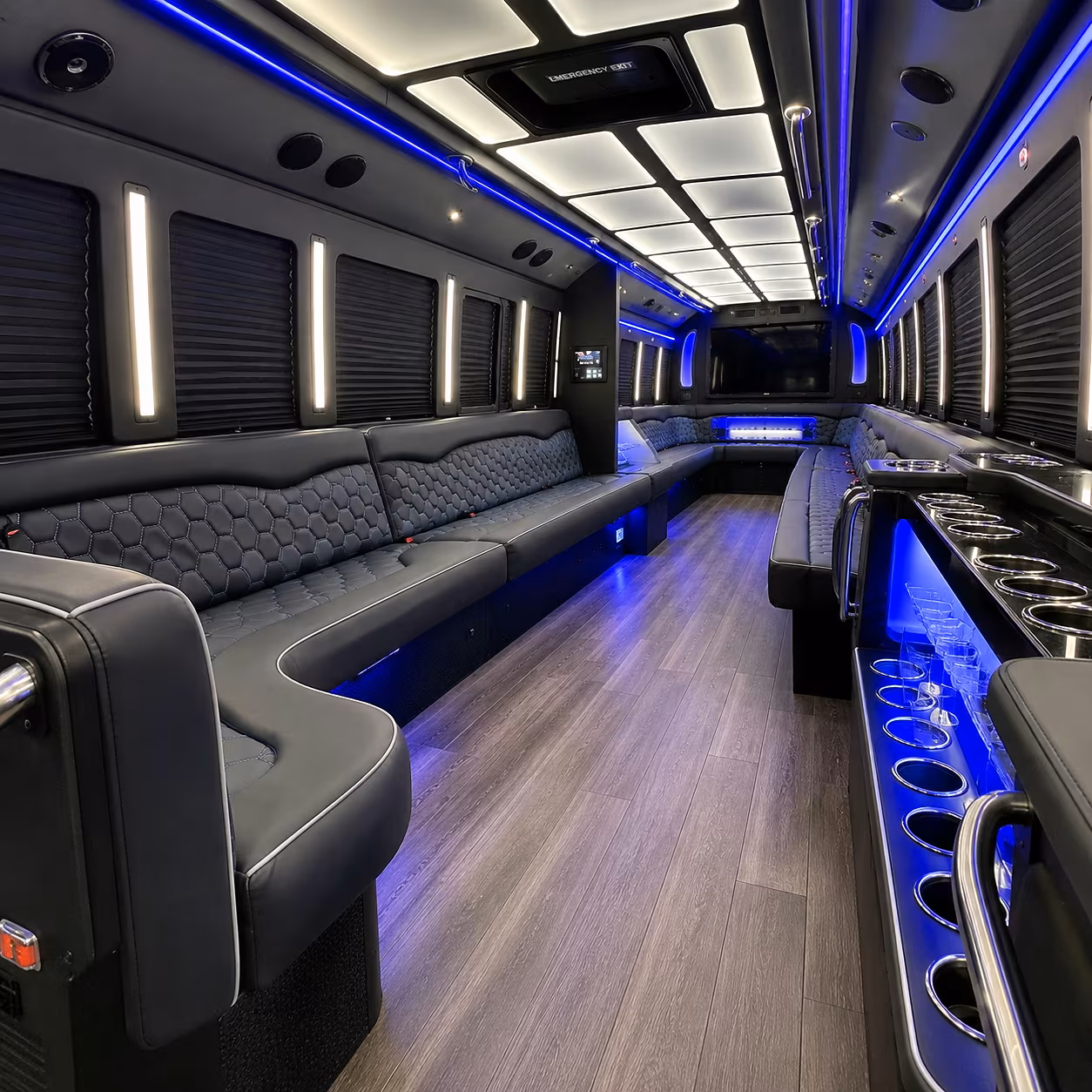 Rialto Prom & Homecoming Transportation party bus interior