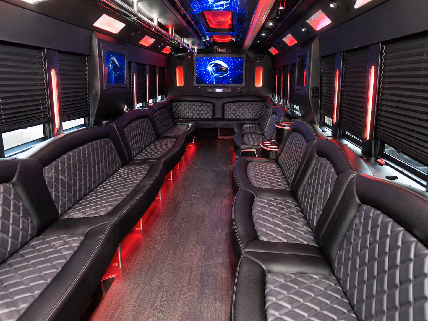 Rialto Sporting Event Transportation party bus exterior