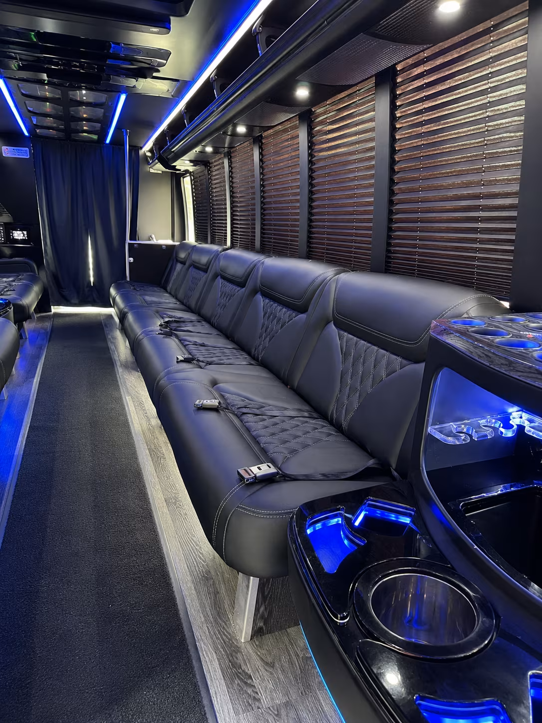 Rialto Sporting Event Transportation party bus interior