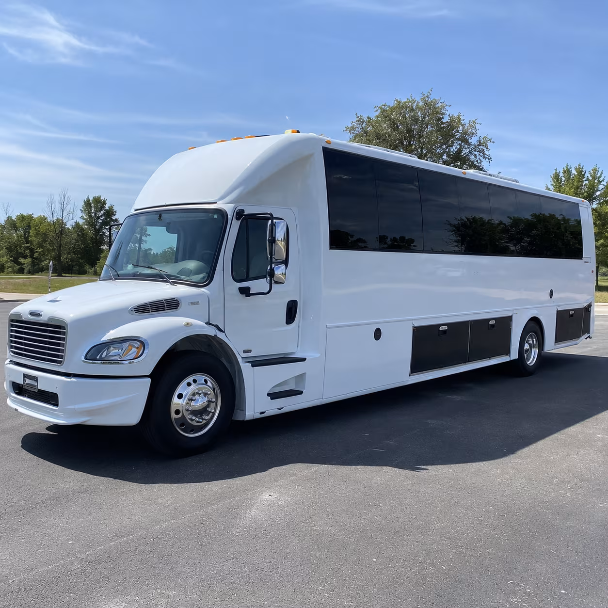 Rialto Wedding Transportation party bus exterior