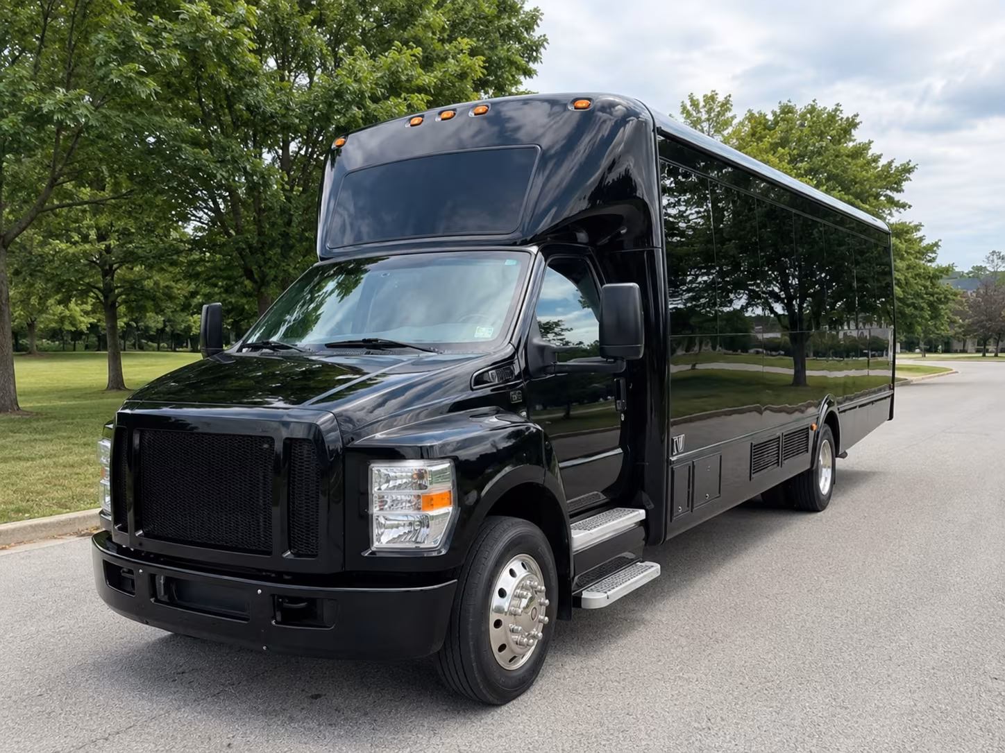 Rialto Wedding Transportation party bus exterior