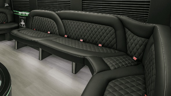 Interior of Charter Bus Company Chino's 14 Passenger Sprinter Limousine in Chino