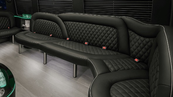 Interior of Rialto Party Bus Company's 14 Passenger Sprinter Limousine in Rialto