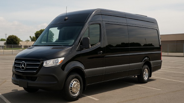 Exterior of Rialto Party Bus Company's 14 Passenger Sprinter Limousine in Rialto