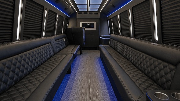 Interior of Charter Bus Company Fontana's 20 Passenger Party Bus in Fontana