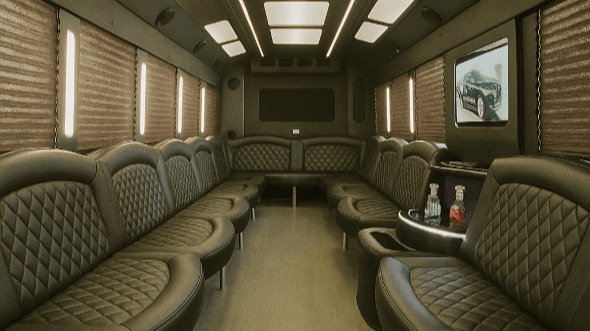Interior of Charter Bus Company Riverside's 20 Passenger Party Bus in Riverside
