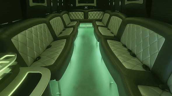Interior of Charter Bus Company San Bernardino's 20 Passenger Party Bus in San Bernardino