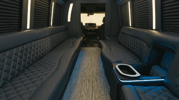 Interior of Charter Bus Company Redlands's 28 Passenger Party Bus in Redlands