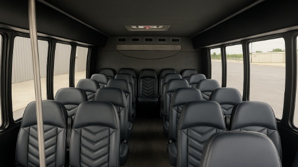 Interior of Charter Bus Company Rialto's 30 Passenger Minibus in Rialto