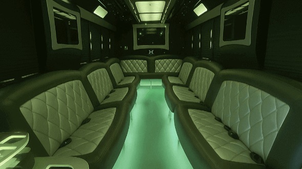 Interior of Charter Bus Company Chino Hills's 30 Passenger Party Bus in Chino Hills