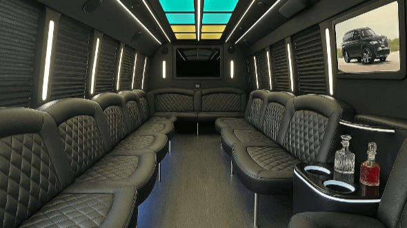 Interior of Charter Bus Company Highland's 30 Passenger Party Bus in Highland