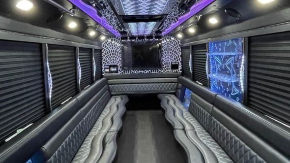 Interior of Rialto Party Bus Company's 30 Passenger Party Bus in Rialto