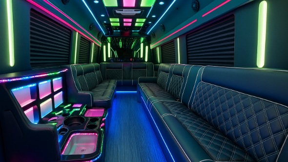 40 passenger party bus interior
