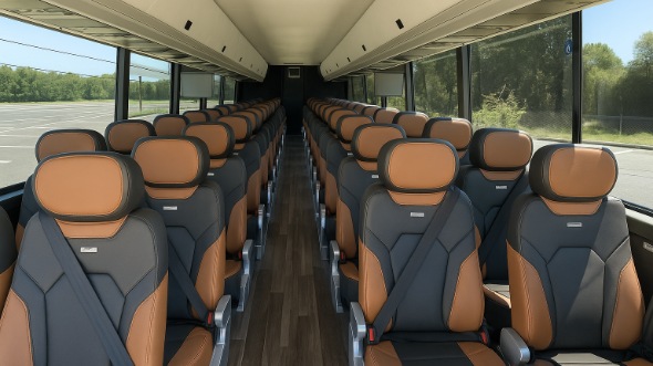 Interior of Charter Bus Company Rialto's 47 Passenger Charter Bus in Rialto