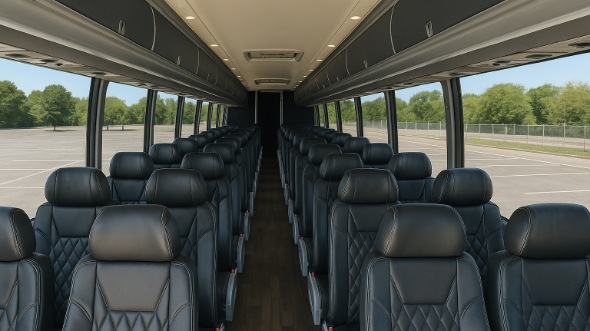 Interior of Charter Bus Company Rialto's 55 Passenger Charter Bus in Rialto