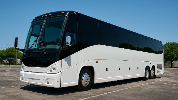 Exterior of Charter Bus Company Rialto's 55 Passenger Charter Bus in Rialto