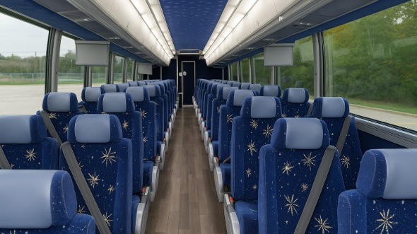 Interior of Charter Bus Company Rialto's 56 Passenger Charter Bus in Rialto