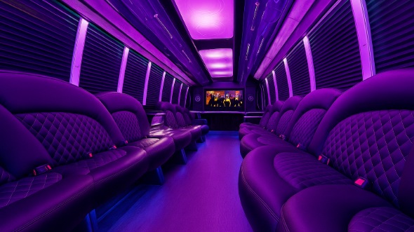 rialto 20 passenger party bus interior